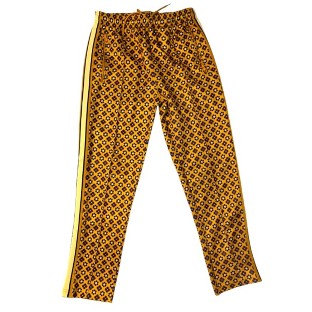 Urban Outfitters Gold Printed Track Pants Stripes Down Leg Floral Like Print Sm